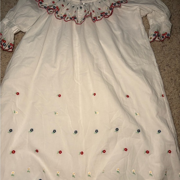 Asymmetrical White Dress with Embroidered Details - Picture 2 of 3